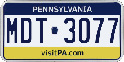 PA license plate MDT3077