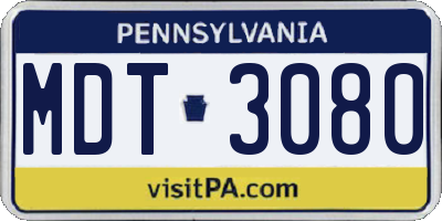PA license plate MDT3080