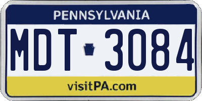 PA license plate MDT3084