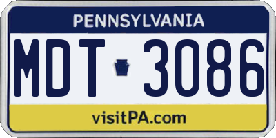 PA license plate MDT3086