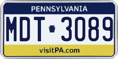 PA license plate MDT3089