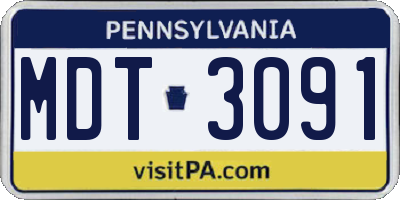 PA license plate MDT3091