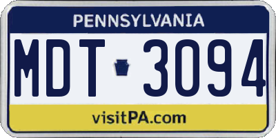 PA license plate MDT3094
