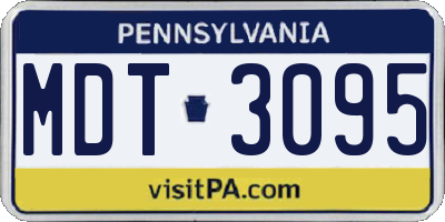 PA license plate MDT3095