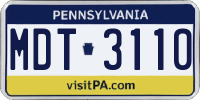 PA license plate MDT3110