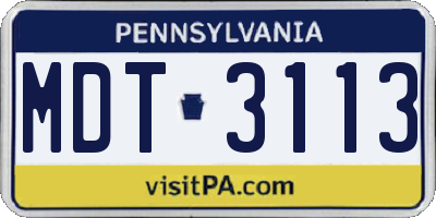 PA license plate MDT3113