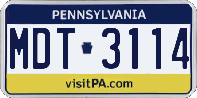 PA license plate MDT3114