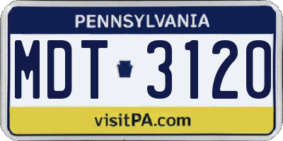 PA license plate MDT3120