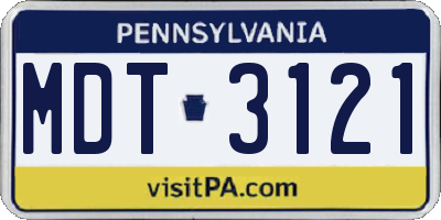 PA license plate MDT3121