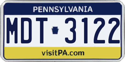 PA license plate MDT3122