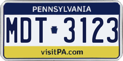 PA license plate MDT3123