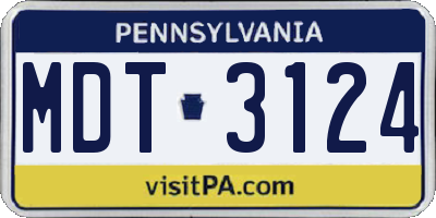 PA license plate MDT3124