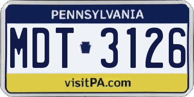 PA license plate MDT3126