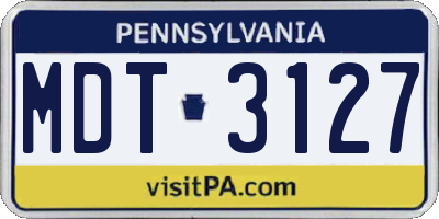 PA license plate MDT3127