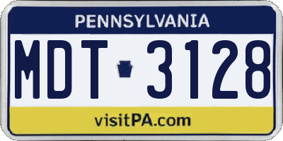 PA license plate MDT3128