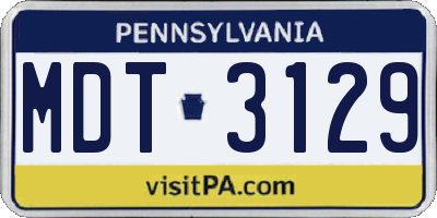 PA license plate MDT3129