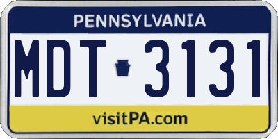 PA license plate MDT3131