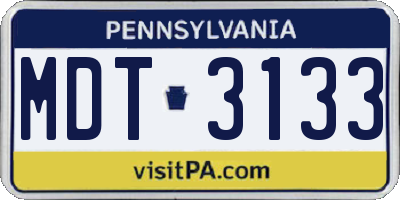 PA license plate MDT3133