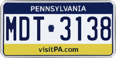 PA license plate MDT3138