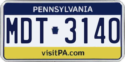 PA license plate MDT3140