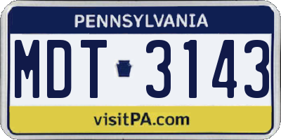 PA license plate MDT3143