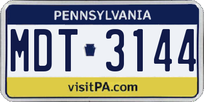 PA license plate MDT3144