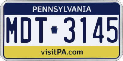 PA license plate MDT3145