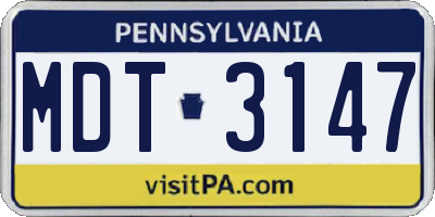 PA license plate MDT3147