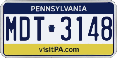 PA license plate MDT3148