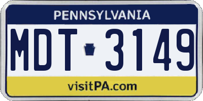 PA license plate MDT3149