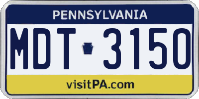 PA license plate MDT3150