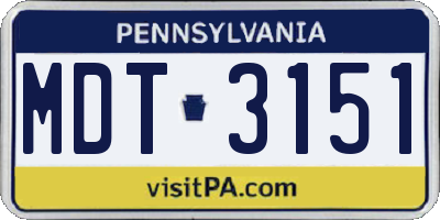 PA license plate MDT3151