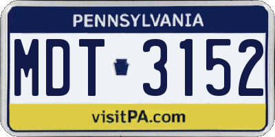 PA license plate MDT3152