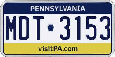 PA license plate MDT3153