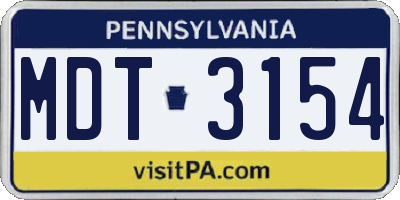 PA license plate MDT3154