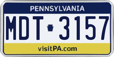 PA license plate MDT3157