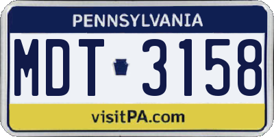 PA license plate MDT3158
