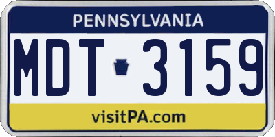 PA license plate MDT3159