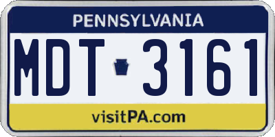 PA license plate MDT3161