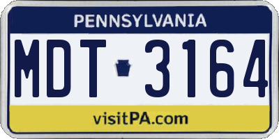 PA license plate MDT3164