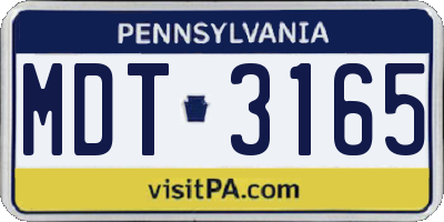 PA license plate MDT3165