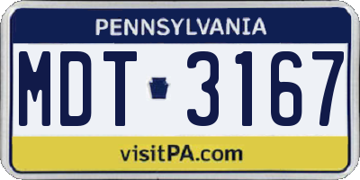 PA license plate MDT3167