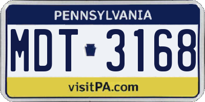 PA license plate MDT3168