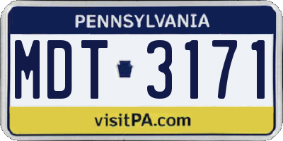 PA license plate MDT3171