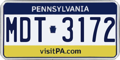 PA license plate MDT3172