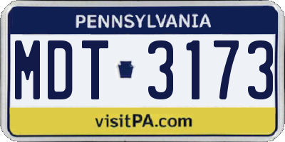 PA license plate MDT3173