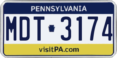 PA license plate MDT3174