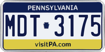 PA license plate MDT3175