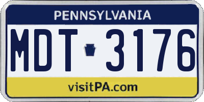 PA license plate MDT3176