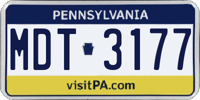 PA license plate MDT3177